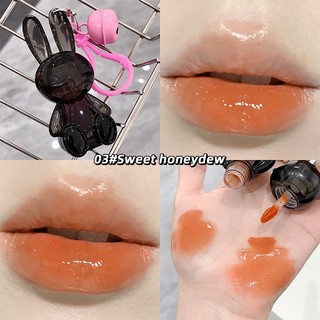 Gege BEAR Móc Khóa Son Bóng 6 Màu Dưỡng Ẩm Lâu Dài Chống Thấm Nước Thạch Môi Thỏ Đen Bóng Môi GX1228