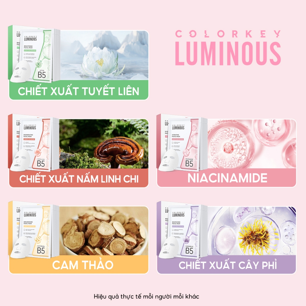Ảnh 1 Hộp 10 Miếng Mặt Nạ Giấy COLORKEY LUMINOUS B5 Hỗ Trợ Phục Hồi 25ml/miếng 2