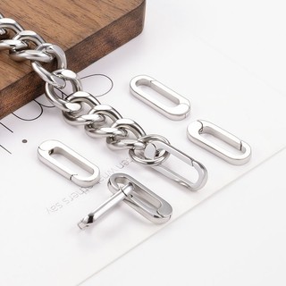 Đánh Bóng Thép Không Gỉ Hình Bầu Dục Mùa Xuân Khóa Trang Sức Tự Làm Phụ Kiện Móc Khóa Vòng Cổ Handmade Vòng Tay Khóa