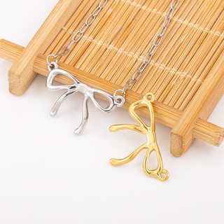 Thép không gỉ Nơ Mặt Dây Chuyền Trang Sức Tự Làm Phụ Kiện Vàng 18K Đôi Lỗ Quyến Rũ Xương Đòn Dây Chuyền