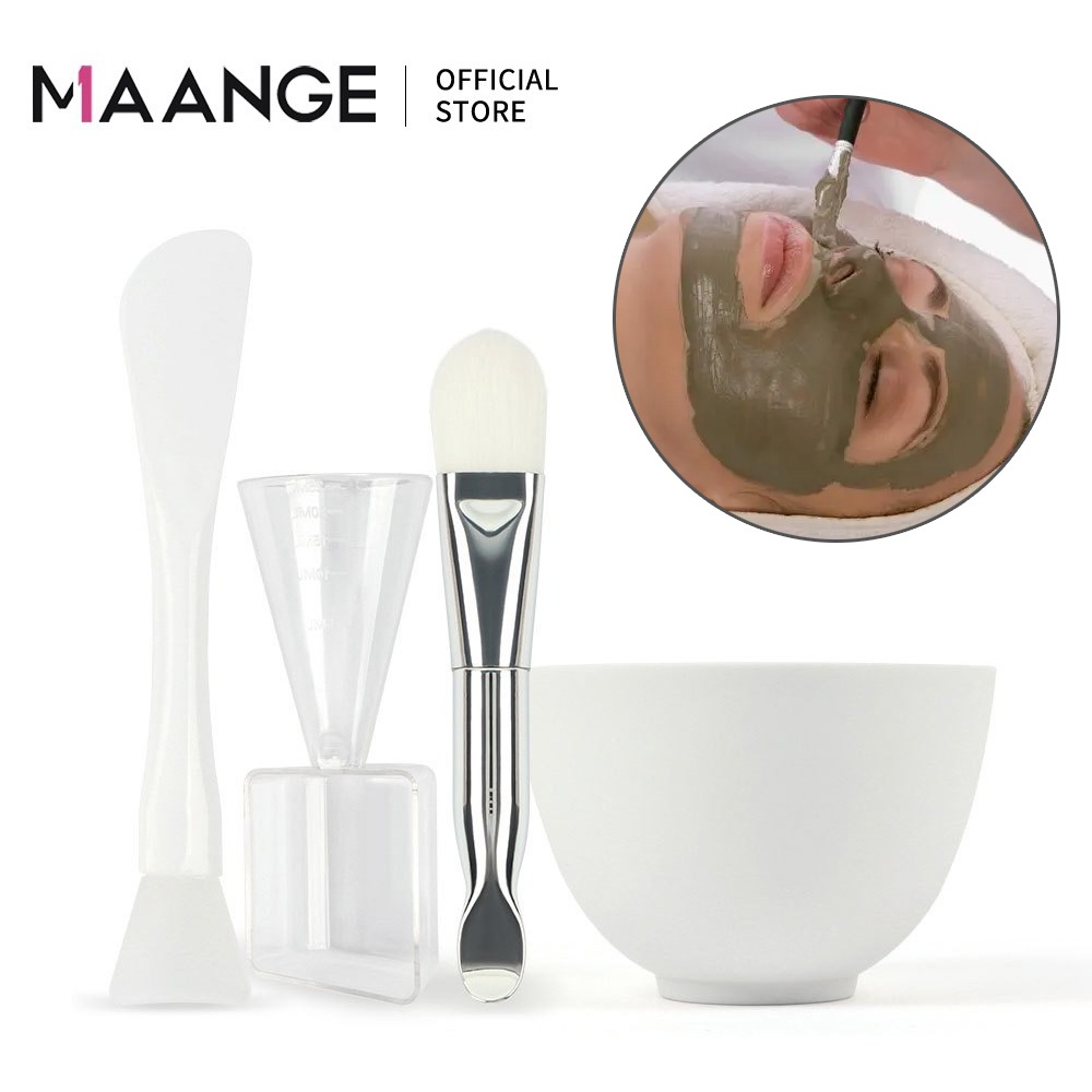 Bộ công cụ mặt nạ tự làm MAANGE chổi quét mặt nạ, Bát + thìa trộn mặt nạ
