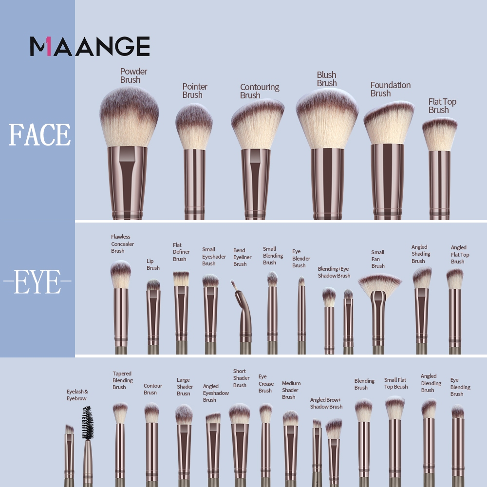 MAANGE Bộ 30 cọ trang điểm làm đẹp chuyên nghiệp kèm túi nhung cao cấp 51477