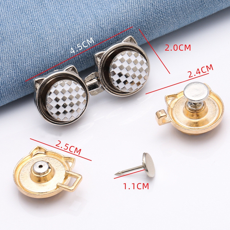 [Yunyuan] Khóa thắt lưng mèo Checkerboard Khóa thắt lưng đáy phẳng không cần đinh Quần jean Size eo có thể thay đổi thành eo nhỏ Hiện vật có thể tháo rời