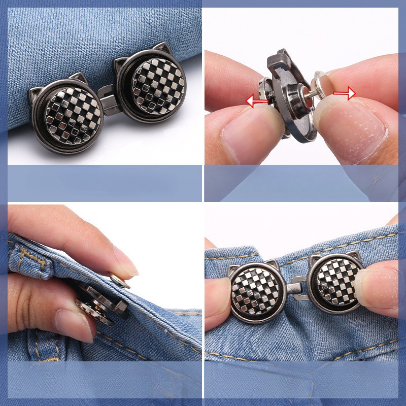 [Yunyuan] Khóa thắt lưng mèo Checkerboard Khóa thắt lưng đáy phẳng không cần đinh Quần jean Size eo có thể thay đổi thành eo nhỏ Hiện vật có thể tháo rời