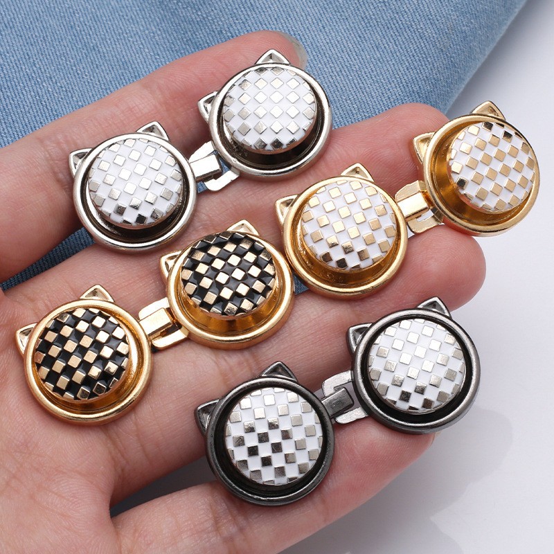 [Yunyuan] Khóa thắt lưng mèo Checkerboard Khóa thắt lưng đáy phẳng không cần đinh Quần jean Size eo có thể thay đổi thành eo nhỏ Hiện vật có thể tháo rời