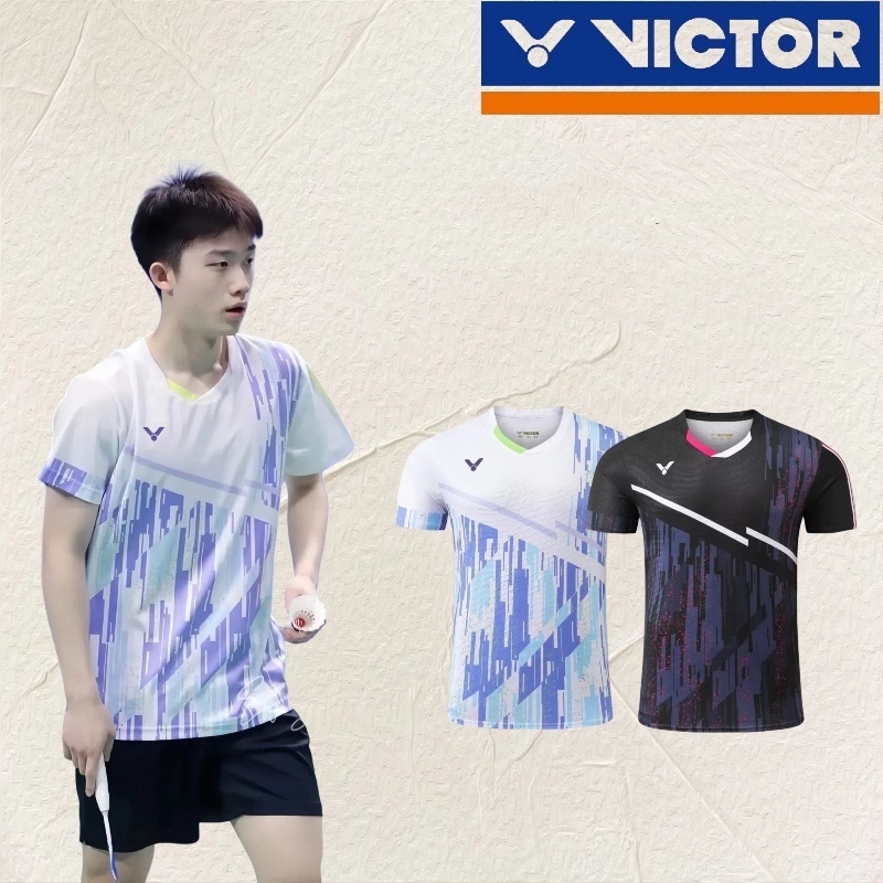 Áo sơ mi cầu lông Victor Victory mới, Áo thi đấu thoải mái khô nhanh cho nam và nữ, Áo tập thể thao, Váy Tennis