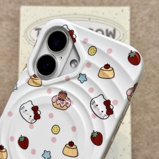 Ốp bảo vệ họa tiết bánh kt mèo hoạt hình dễ thương phù hợp cho iPhone15pro 15promax 14 14promax 14pro 13 pro max 16 plus 12 pro 11promax wave điện thoại di động