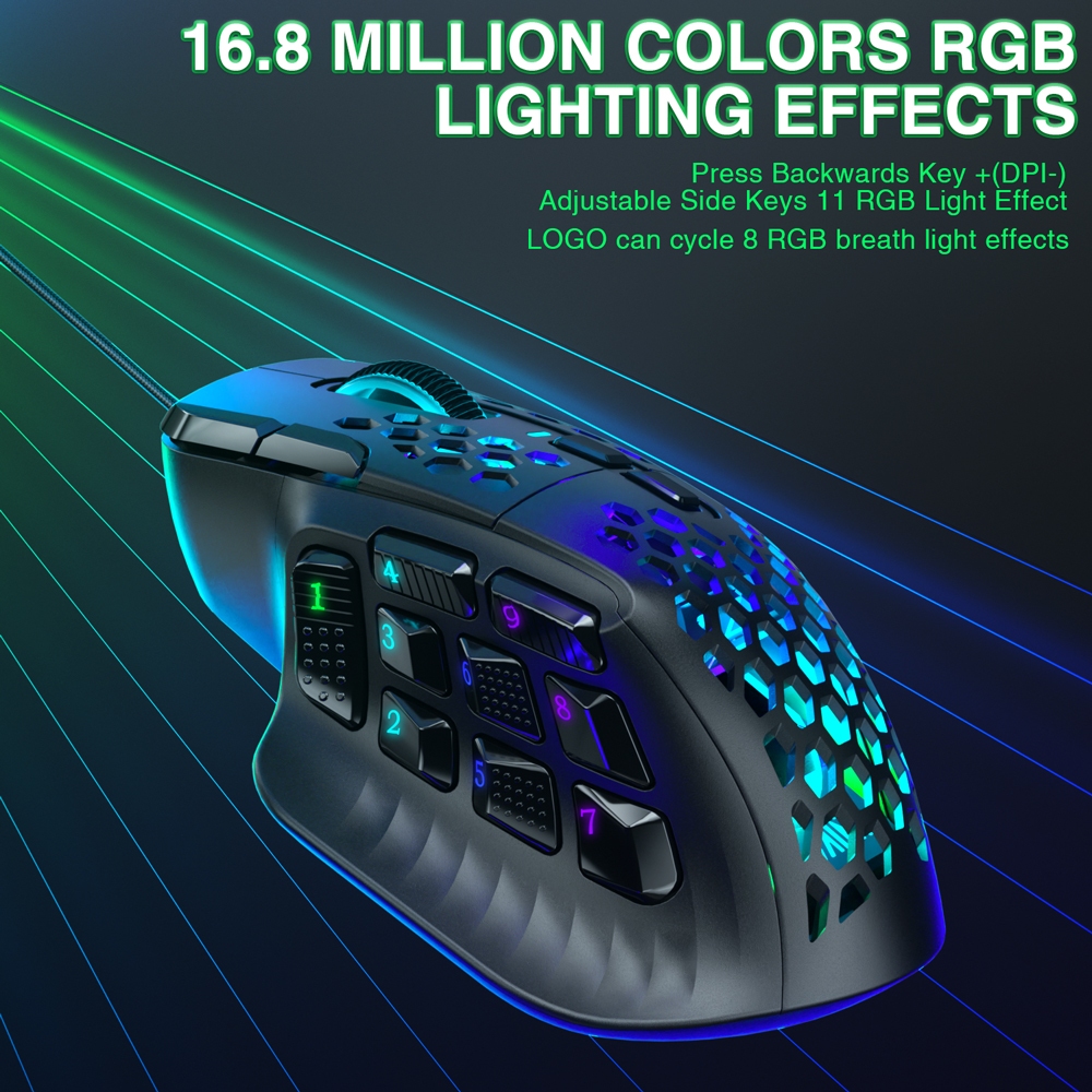 Solaka SM809 MMO Chuột Chơi Game USB Có Dây Thiết Kế Nhẹ 85g Phím Bên Tùy Chỉnh DIY Thay Thế Vỏ Bên | BigBuy360 - bigbuy360.vn