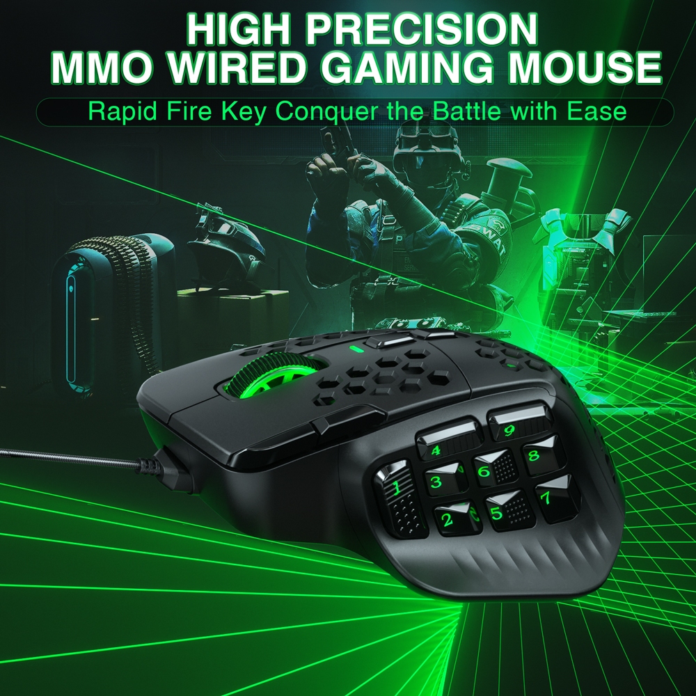 Solaka SM809 MMO Chuột Chơi Game USB Có Dây Thiết Kế Nhẹ 85g Phím Bên Tùy Chỉnh DIY Thay Thế Vỏ Bên | BigBuy360 - bigbuy360.vn