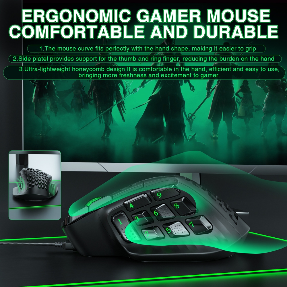 Solaka SM809 MMO Chuột Chơi Game USB Có Dây Thiết Kế Nhẹ 85g Phím Bên Tùy Chỉnh DIY Thay Thế Vỏ Bên | BigBuy360 - bigbuy360.vn