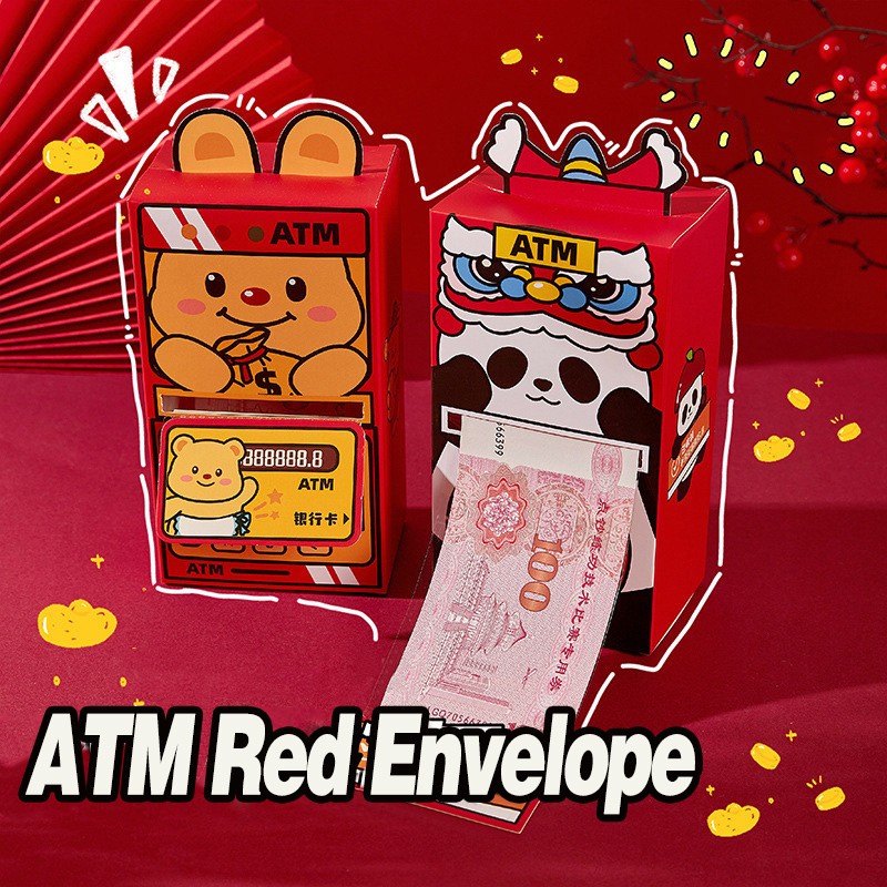 Phong bì đỏ Atm thú vị 2025, phong cách dây kéo hoạt hình năm mới