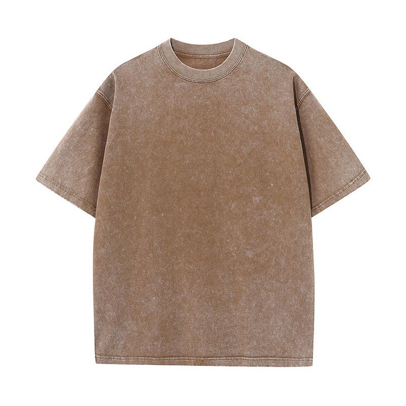 Nam Nữ Mùa Hè Vintage Quần Áo Giặt Tee Rời Cổ Tròn Cotton Quá Khổ Kích Thước Lớn Tay Ngắn Áo Sơ MiBasic Nam Cao Cấp