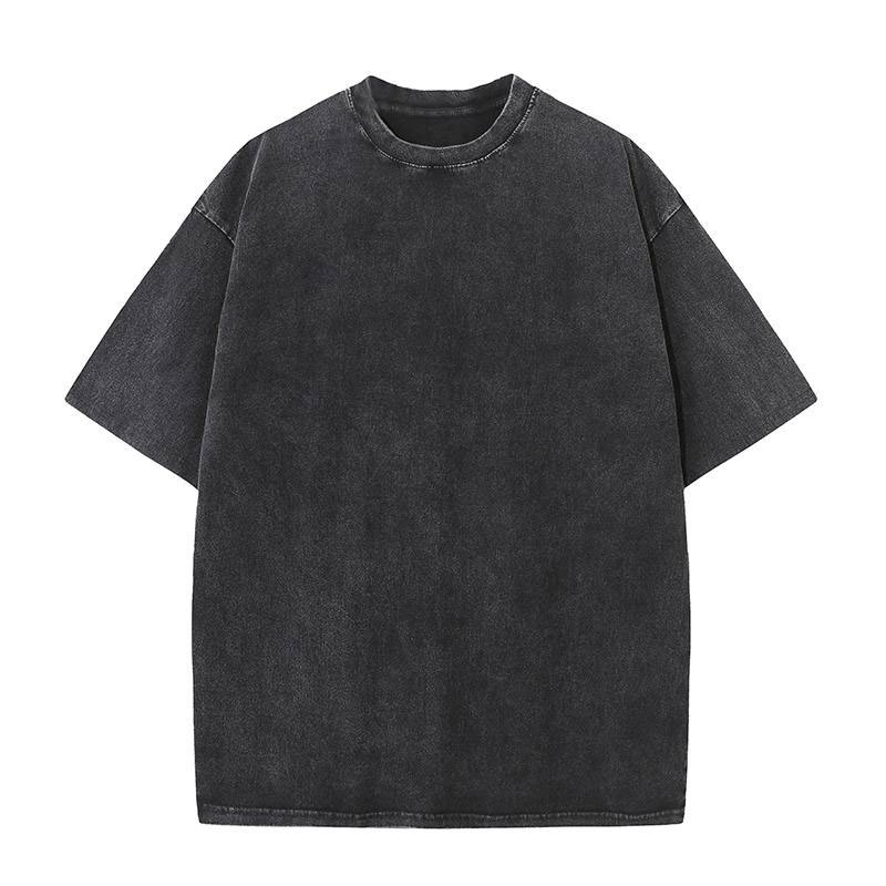Nam Nữ Mùa Hè Vintage Quần Áo Giặt Tee Rời Cổ Tròn Cotton Quá Khổ Kích Thước Lớn Tay Ngắn Áo Sơ MiBasic Nam Cao Cấp