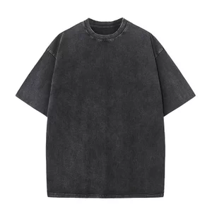 Nam Nữ Mùa Hè Vintage Quần Áo Giặt Tee Rời Cổ Tròn Cotton Quá Khổ Kích Thước Lớn Tay Ngắn Áo Sơ MiBasic Nam Cao Cấp