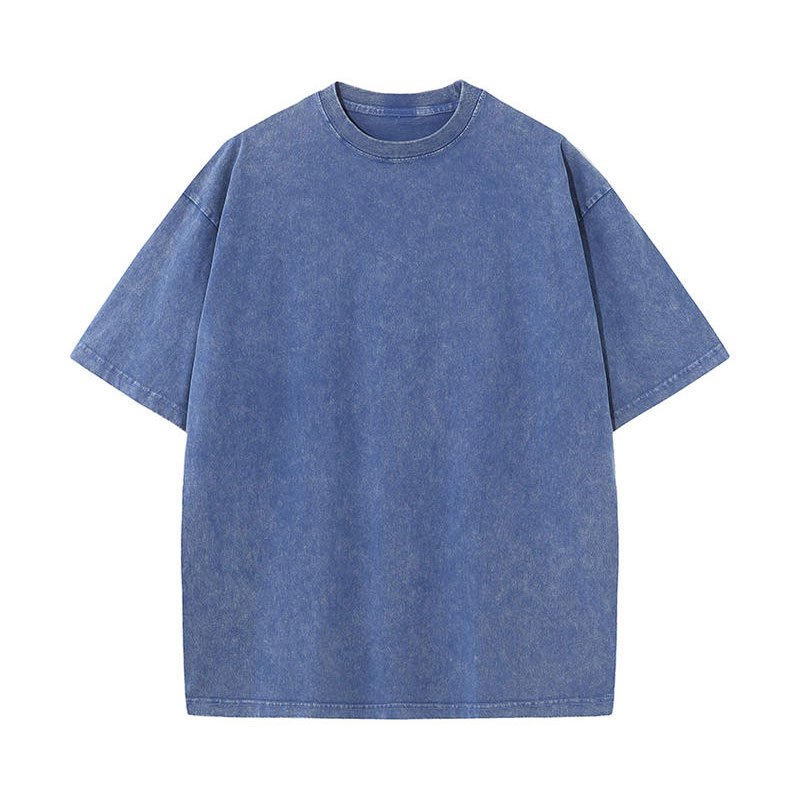 Nam Nữ Mùa Hè Vintage Quần Áo Giặt Tee Rời Cổ Tròn Cotton Quá Khổ Kích Thước Lớn Tay Ngắn Áo Sơ MiBasic Nam Cao Cấp
