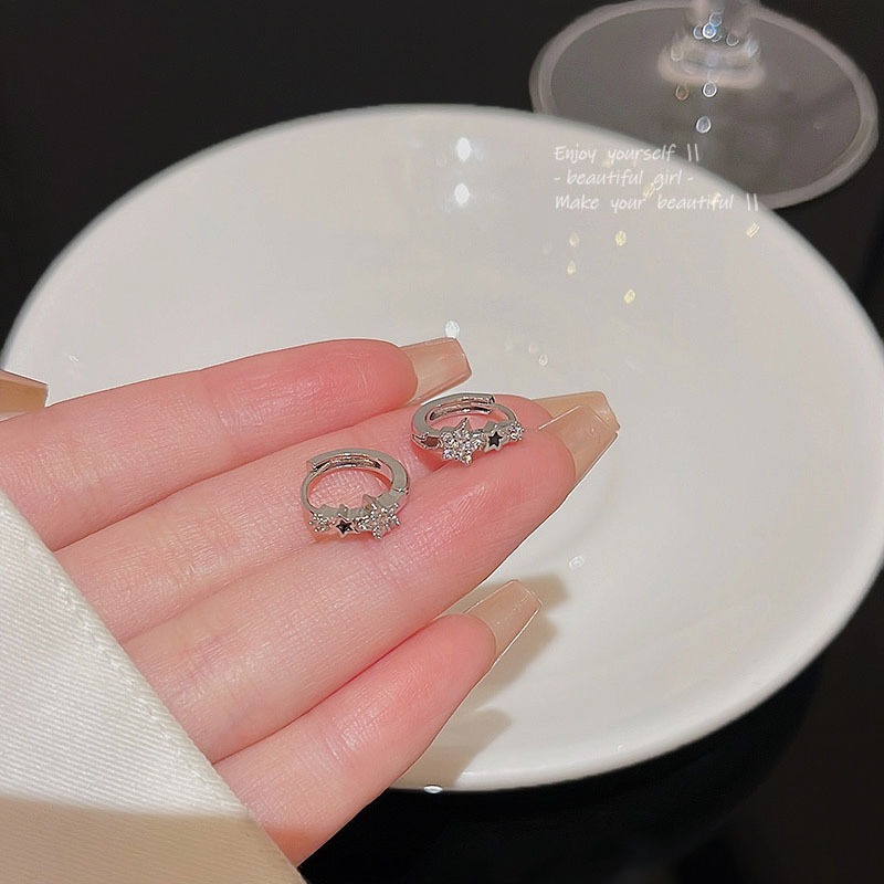 Bán chạy Bông tai ngôi sao zircon tinh tế nữ nổi tiếng đinh tán tai bạc