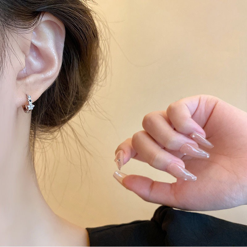 Bán chạy Bông tai ngôi sao zircon tinh tế nữ nổi tiếng đinh tán tai bạc