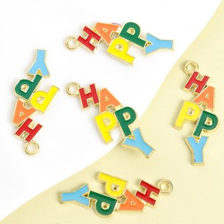 10 Chiếc Quyến Rũ Men Đầy Màu Sắc Sống Động - HAPPY / Kỳ Lân / Star-Rainbow / Hình Lá Tím, Vòng Cổ Vui Nhộn Vòng Tay Bông Tai Dây Xích Điện Thoại Túi Phụ Kiện DIY Dopamine Nhỏ Giọt Dầu Hợp Kim Mặt Dây Chuyền