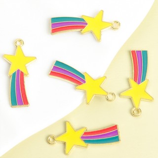 10 Chiếc Quyến Rũ Men Đầy Màu Sắc Sống Động - HAPPY / Kỳ Lân / Star-Rainbow / Hình Lá Tím, Vòng Cổ Vui Nhộn Vòng Tay Bông Tai Dây Xích Điện Thoại Túi Phụ Kiện DIY Dopamine Nhỏ Giọt Dầu Hợp Kim Mặt Dây Chuyền