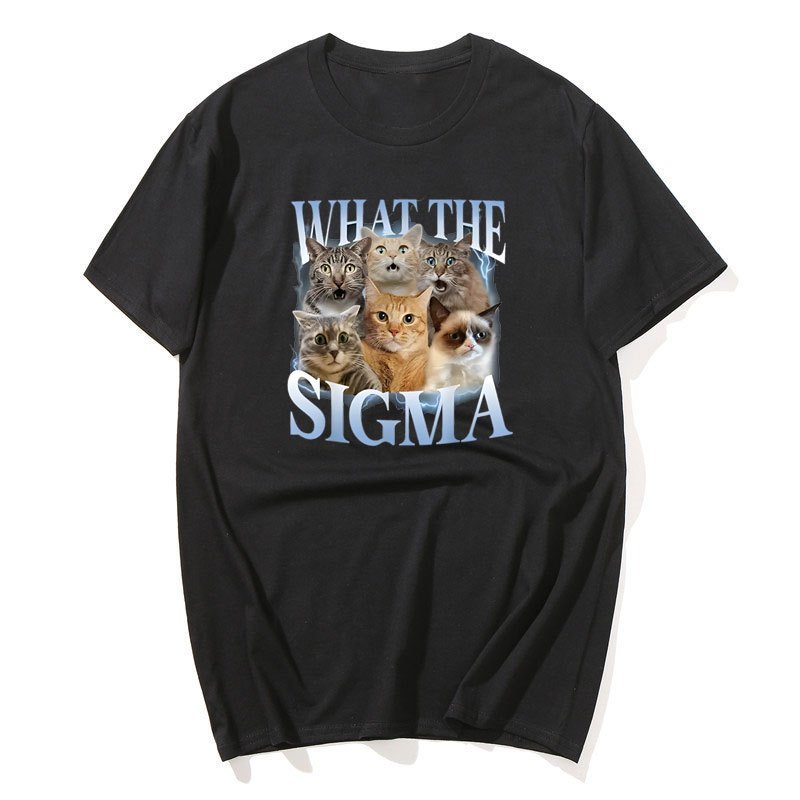 Những Gì Sigma Ngộ nghĩnh Meme Mèo Nam Nữ Mèo Người Yêu Áo nam Nữ Cotton Quá Khổ Tay Ngắn Áo Sơ Mi Dạo Phố