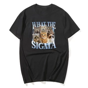 Những Gì Sigma Ngộ nghĩnh Meme Mèo Nam Nữ Mèo Người Yêu Áo nam Nữ Cotton Quá Khổ Tay Ngắn Áo Sơ Mi Dạo Phố