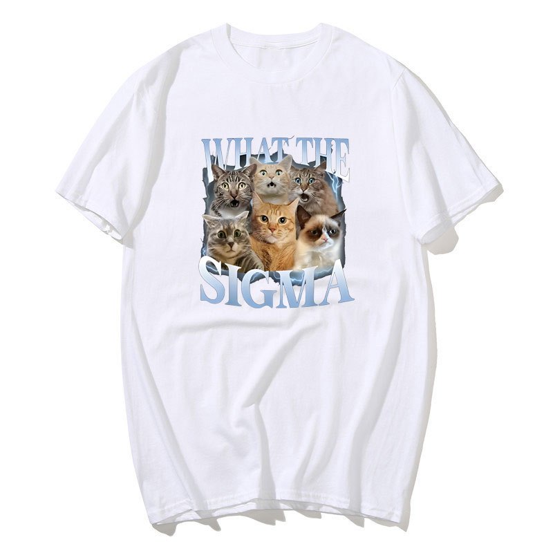 Những Gì Sigma Ngộ nghĩnh Meme Mèo Nam Nữ Mèo Người Yêu Áo nam Nữ Cotton Quá Khổ Tay Ngắn Áo Sơ Mi Dạo Phố