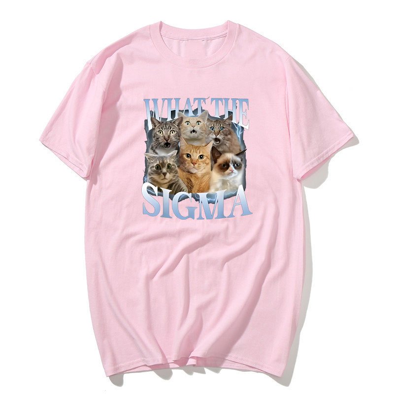 Những Gì Sigma Ngộ nghĩnh Meme Mèo Nam Nữ Mèo Người Yêu Áo nam Nữ Cotton Quá Khổ Tay Ngắn Áo Sơ Mi Dạo Phố