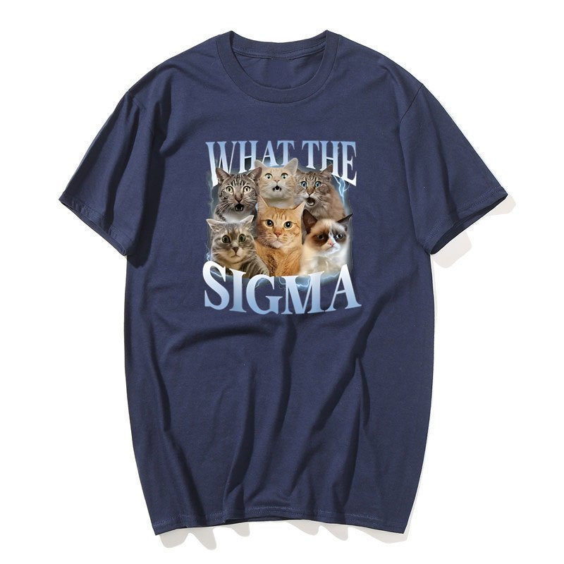 Những Gì Sigma Ngộ nghĩnh Meme Mèo Nam Nữ Mèo Người Yêu Áo nam Nữ Cotton Quá Khổ Tay Ngắn Áo Sơ Mi Dạo Phố