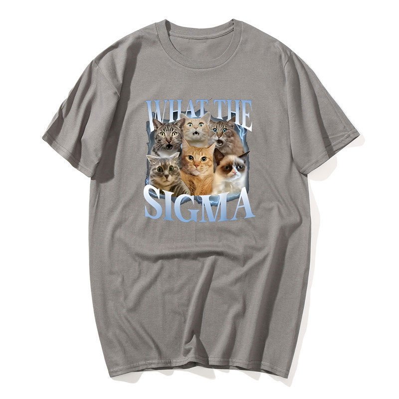 Những Gì Sigma Ngộ nghĩnh Meme Mèo Nam Nữ Mèo Người Yêu Áo nam Nữ Cotton Quá Khổ Tay Ngắn Áo Sơ Mi Dạo Phố