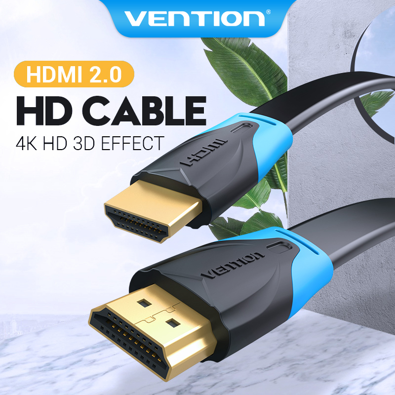Dây Cáp HDMI Vention 3D 4K Tốc Độ Cao Dạng Dẹt Đầu Mạ Vàng Cho Notebook/Máy Chiếu/TV/VR