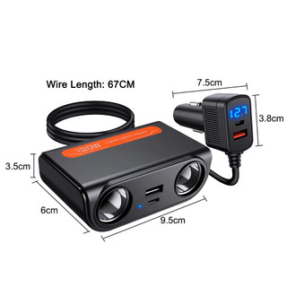 Extractme 3 trong 1 USB kép PD Ổ cắm 120W Bộ chia đèn thuốc lá ô tô 12V 24V Bộ sạc nhanh Cắm điện thoại Bộ chuyển đổi nguồn cho ô tô