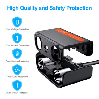 Extractme 3 trong 1 USB kép PD Ổ cắm 120W Bộ chia đèn thuốc lá ô tô 12V 24V Bộ sạc nhanh Cắm điện thoại Bộ chuyển đổi nguồn cho ô tô