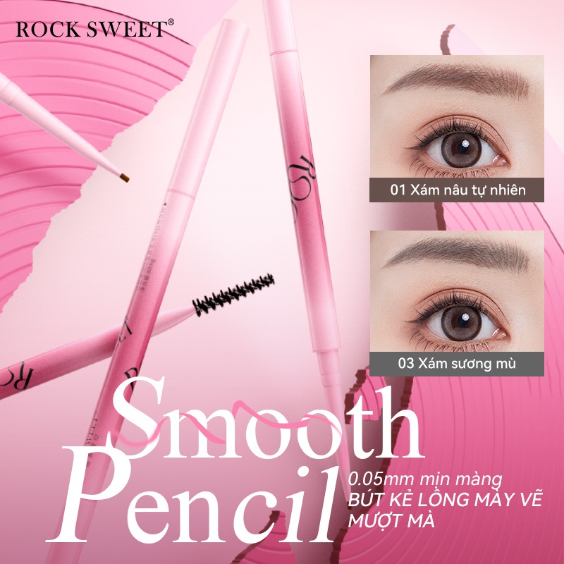 ROCK SWEET RS Bút chì mày 0.05mm đầu nước mắt siêu mỏng - không thấm nước tự nhiên (đa màu sắc)