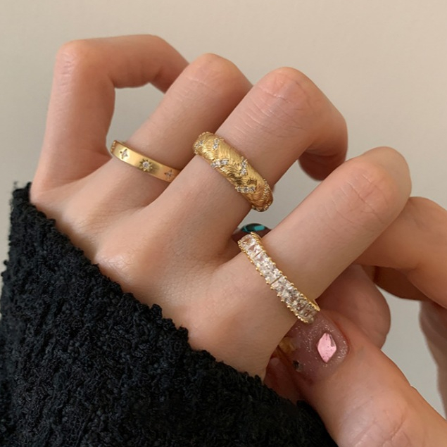 [Jewbeauty] Nhẫn mở zircon vuông cổ điển thời trung cổ dành cho nữ mạng lưới thích hợp vòng gió đỏ Instagram niche trang sức tay cao cấp