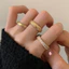 Nhẫn mở zircon vuông cổ điển thời trung cổ dành cho nữ mạng lưới thích hợp vòng gió đỏ Instagram niche trang sức tay cao cấp