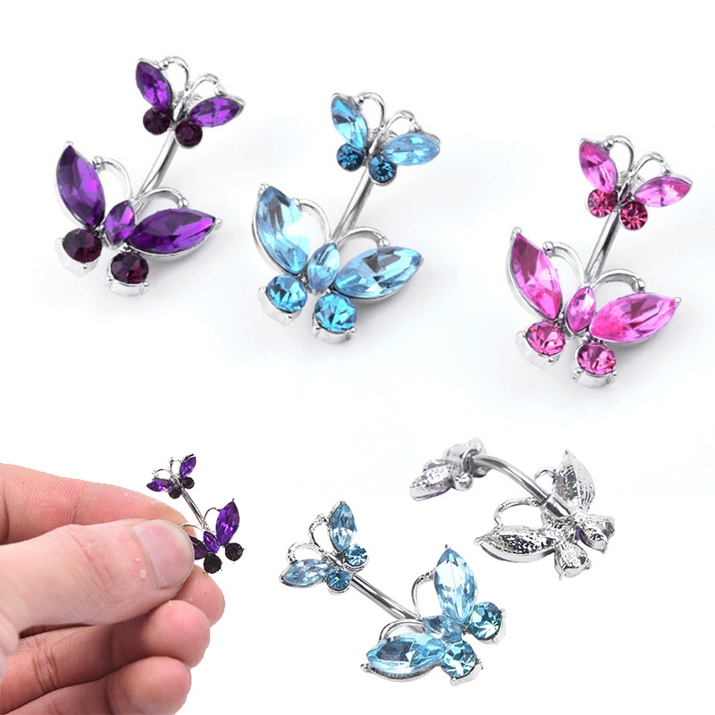 Khuyên rốn họa tiết nơ đính đá zircon thời trang dành cho nữ