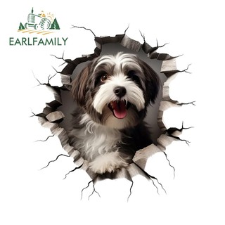 EARLFAMILY 13cm Dễ Thương Chó Xé Xe Miếng Dán Vali Ván Lướt Sóng Kính Chắn Gió Mũ Bảo Hiểm Vinyl Chống Thấm Nước Decal Chống Trầy Xước Nhãn Xe Sáng Tạo