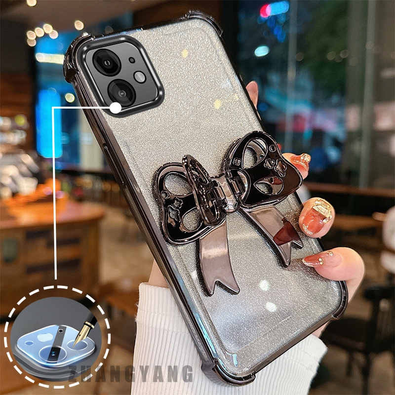 Ốp Lưng Cho iPhone 12 iPhone 12 Pro iPhone 12 Pro Max Flash Mạ Điện Bốn Góc Chống Rơi Vỏ Điện Thoại Với Thẩm Mỹ Dễ Thương Khung Bướm TPU Mềm