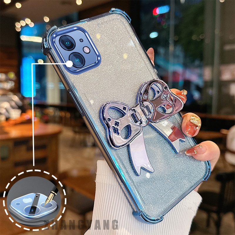 Ốp Lưng Cho iPhone 12 iPhone 12 Pro iPhone 12 Pro Max Flash Mạ Điện Bốn Góc Chống Rơi Vỏ Điện Thoại Với Thẩm Mỹ Dễ Thương Khung Bướm TPU Mềm