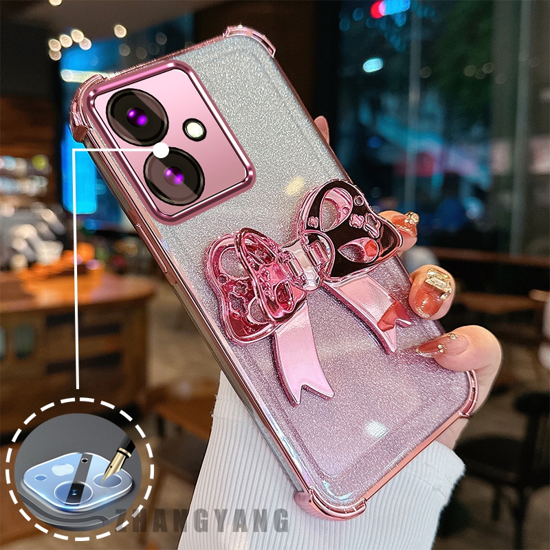 Ốp Lưng Cho OPPO reno 11F 5G Flash Mạ Điện Bốn Góc Chống Rơi Vỏ Điện Thoại Với Thẩm Mỹ Dễ Thương Giá Đỡ Bướm TPU Mềm