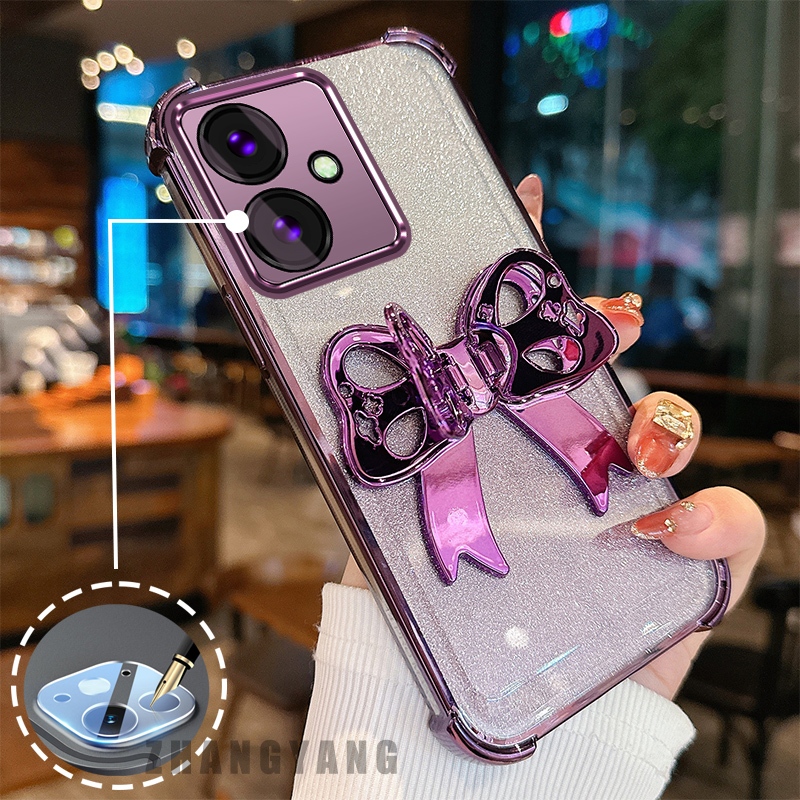 Ốp Lưng Cho OPPO reno 11F 5G Flash Mạ Điện Bốn Góc Chống Rơi Vỏ Điện Thoại Với Thẩm Mỹ Dễ Thương Giá Đỡ Bướm TPU Mềm