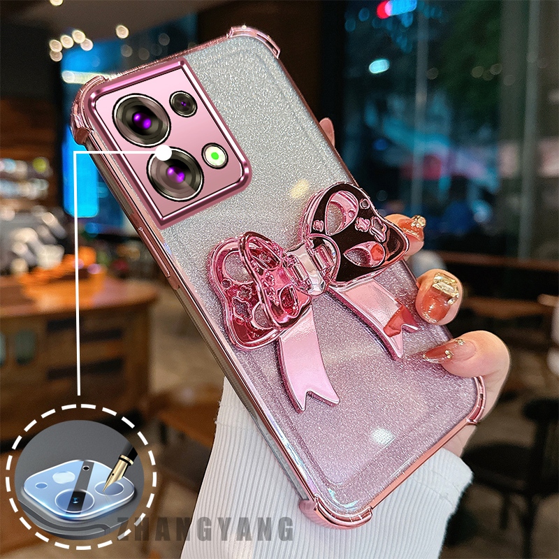 Ốp Lưng Cho OPPO Reno 9 5G Reno 9 Pro 5G Flash Mạ Điện Bốn Góc Chống Rơi Vỏ Điện Thoại Với Thẩm Mỹ Dễ Thương Giá Đỡ Bướm TPU Mềm