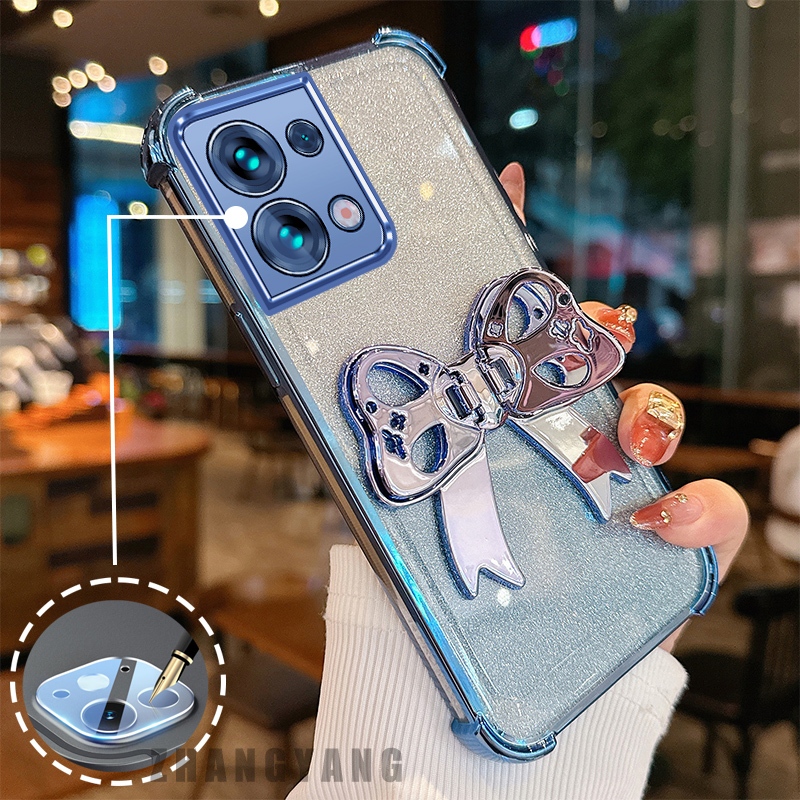 Ốp Lưng Cho OPPO Reno 9 5G Reno 9 Pro 5G Flash Mạ Điện Bốn Góc Chống Rơi Vỏ Điện Thoại Với Thẩm Mỹ Dễ Thương Giá Đỡ Bướm TPU Mềm