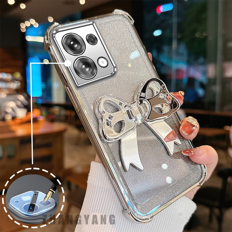 Ốp Lưng Cho OPPO Reno 9 5G Reno 9 Pro 5G Flash Mạ Điện Bốn Góc Chống Rơi Vỏ Điện Thoại Với Thẩm Mỹ Dễ Thương Giá Đỡ Bướm TPU Mềm