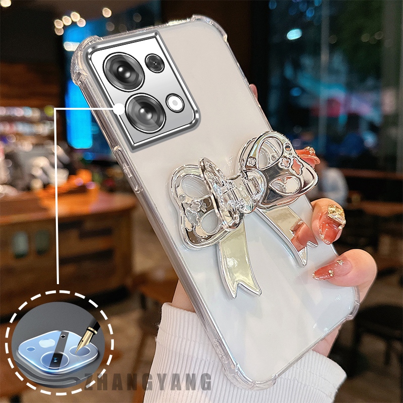 Ốp Lưng Cho OPPO Reno 9 5G Reno 9 Pro 5G Flash Mạ Điện Bốn Góc Chống Rơi Vỏ Điện Thoại Với Thẩm Mỹ Dễ Thương Giá Đỡ Bướm TPU Mềm