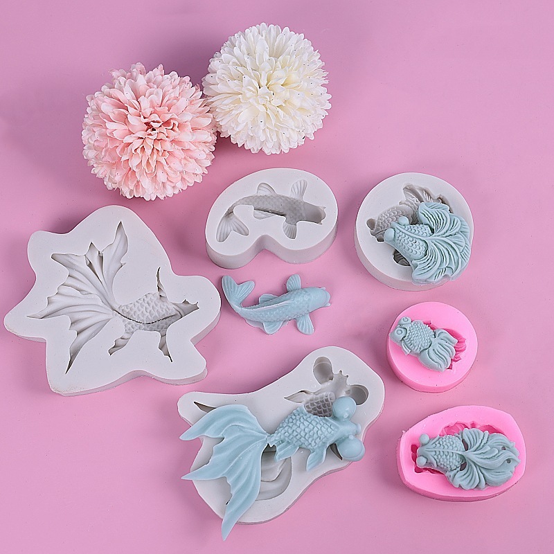 Khuôn Silicone Tạo Hình Làm Bánh Kẹo Hình Cá Vàng 3D DIY