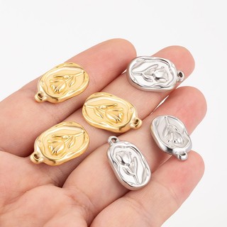 Thép không gỉ Hoa Tulip Mặt Dây Chuyền Trang Sức Tự Làm Vòng Cổ Vòng Tay Phụ Kiện Retro Hình Bầu Dục Hoa Hồng Quyến Rũ