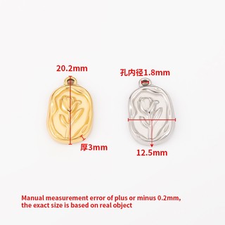 Thép không gỉ Hoa Tulip Mặt Dây Chuyền Trang Sức Tự Làm Vòng Cổ Vòng Tay Phụ Kiện Retro Hình Bầu Dục Hoa Hồng Quyến Rũ