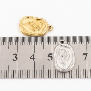 Thép không gỉ Hoa Tulip Mặt Dây Chuyền Trang Sức Tự Làm Vòng Cổ Vòng Tay Phụ Kiện Retro Hình Bầu Dục Hoa Hồng Quyến Rũ