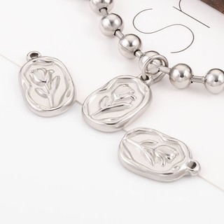 Thép không gỉ Hoa Tulip Mặt Dây Chuyền Trang Sức Tự Làm Vòng Cổ Vòng Tay Phụ Kiện Retro Hình Bầu Dục Hoa Hồng Quyến Rũ